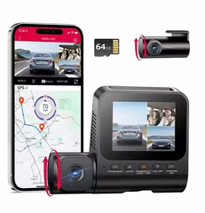 LINGDU 4K 3 Channel Wireless Dash Camera with Free 64GB Card,4K+1080P+1080P Front Inside and Rear Triple Car Camera,IR Night Vision, Voice Control,Build-in GPS 24H Parking Mode, Easy to Install(V630)