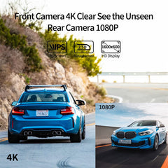 10.26" Wireless CarPlay & Android Auto Screen for Car, 4K Front and 1080P Rear Dual Dash Cam with GPS Navigation, 5G WiFi, Bluetooth, Siri Voice Control, 24H Parking Monitor