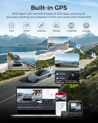 LINGDU 4K 3 Channel Wireless Dash Camera with Free 64GB Card,4K+1080P+1080P Front Inside and Rear Triple Car Camera,IR Night Vision, Voice Control,Build-in GPS 24H Parking Mode, Easy to Install(V630)