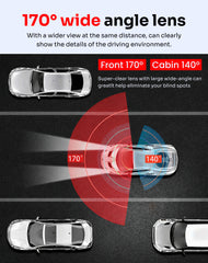 3 Ch Dash Cam, 2k Dash Camera, Front Inside and Rear WiFi Fhd 1080p 3.18" IPS Dash Camera for Cars (Front+Inside+WiFi) Free 32 GB