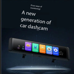 12" Rearview Mirror Dash Cam, 2K Front and 1080P Rear Dual Lens Car Camera, Smart Touch Screen Backup Camera with Night Vision, Built-In Wi-Fi, G-Sensor, Loop Recording, 24H Parking Monitor