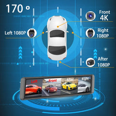 12" Rearview Mirror Dash Cam, 2K Front and 1080P Rear Dual Lens Car Camera, Smart Touch Screen Backup Camera with Night Vision, Built-In Wi-Fi, G-Sensor, Loop Recording, 24H Parking Monitor