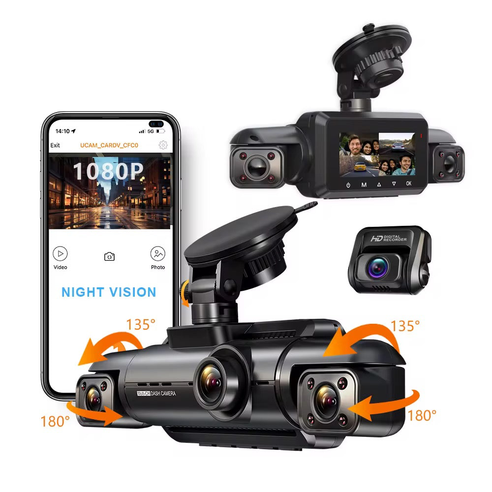 Dash Cam 4 Channel Front and Rear Inside, 360° Car Camera 4K UHD