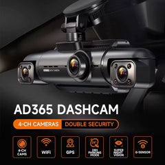 Dash Cam 4 Channel Front and Rear Inside, 360° Car Camera 4K UHD