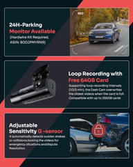 NEXIO M550MAX 4K Triple Channel Dash Cam, Front 4K + Interior 1080P + Rear 1080P, Built-in Wi-Fi 6 & GPS, IR Night Vision, 170° Wide Angle, 24H Parking Monitor, 3.16” IPS Screen, Free 64GB Card