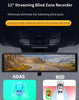 12" Rearview Mirror Dash Cam, 2K Front and 1080P Rear Dual Lens Car Camera, Smart Touch Screen Backup Camera with Night Vision, Built-In Wi-Fi, G-Sensor, Loop Recording, 24H Parking Monitor