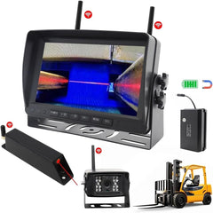 7 Inch Wireless Forklift Camera System, 2-Channel, 1080P HD, Night Vision, Magnetic Base, Rechargeable Battery, for Warehouse Safety