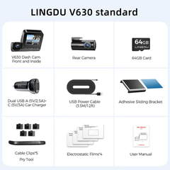 LINGDU V630 4K 3 Channel Dash Cam