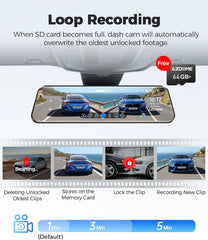 AZDOME PG17 Front and Rear 4K Mirror Dash Cam