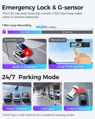 LINGDU C34 5G Wifi GPS 4K Dash Cam 2K+1080P+1080P Cam DVR Video Recorder GPS Parking Mode Dashcam Car Black Box