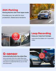 MTSCA C260 4 Channel 360° Car Dash Cam System with Front, Inside Left Inside Right and Rear Cameras, Night Vision, G-Sensor & Loop Recording App Control FREE 32gb Memory Card
