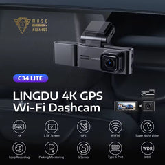 LINGDU C34 5G Wifi GPS 4K Dash Cam 2K+1080P+1080P Cam DVR Video Recorder GPS Parking Mode Dashcam Car Black Box