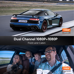 AZDOME Dash Cam V600 2.4" Screen 2x1080P+480P Car Camera G-Sensor Super Night Vision Car DVR 24H Parking Mode Support Rear Cam