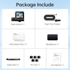 AZDOME Dash Cam V600 2.4" Screen 2x1080P+480P Car Camera G-Sensor Super Night Vision Car DVR 24H Parking Mode Support Rear Cam