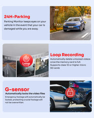 3 Ch Dash Cam, 2k Dash Camera, Front Inside and Rear WiFi Fhd 1080p 3.18" IPS Dash Camera for Cars (Front+Inside+WiFi) Free 32 GB