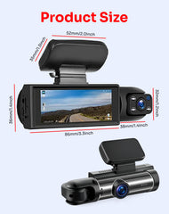 3 Ch Dash Cam, 2k Dash Camera, Front Inside and Rear WiFi Fhd 1080p 3.18" IPS Dash Camera for Cars (Front+Inside+WiFi) Free 32 GB